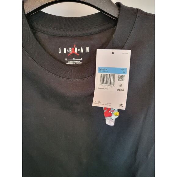 NWT Women's JordanFlight Graphic T-Shirt Size Medium DQ4468-010 Black - Picture 2 of 4